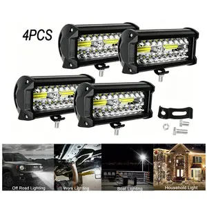 4PCS 7 Inch LED Work Light Pods, 20000LM 200W Each Combo Spot Flood Beam, IP67 Waterproof, Adjustable Mount Bracket, 9-36V Offroad Driving Lights for Truck ATV UTV SUV Boat