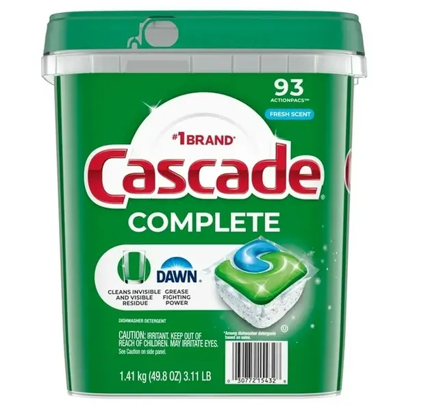 Cascade Complete Dishwasher Detergent ActionPacs - Fresh Scent, 93 Count, Convenient Dispensing, Effective Cleaning Dishwasher Cleaner for Daily Household Care