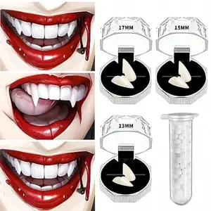 CZ UOUYOO Vampire Teeth Vampire Fangs Vampire Fangs Fake Fangs For Cosplay Party Props Halloween Party Fangs Favors White Horror False Teeth Favors Masquerade Accessories Gift 17mm 15mm 13mm 1439