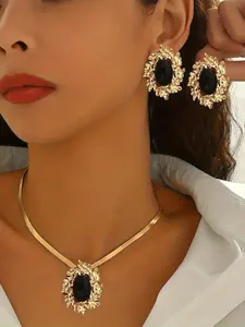 New Creative Vintage Acrylic Oval Elegance Set, Versatile Daily Wear, Fashionable Jewelry Set, 2 Piece Fashion Accessory Kit, Elegant Jewelry Set, Perfect for Any