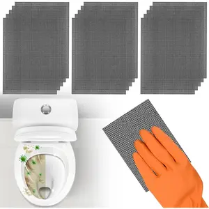 Cleaning Screen, 5.5x4 Inch Upgraded Toilet Cleaner Hard Water 15 count Toilet Ring Remover Abrasive Grit Mesh Pads for Bowls Griddle Household Stain Calcium Deposits Carbon Rust Scrubber