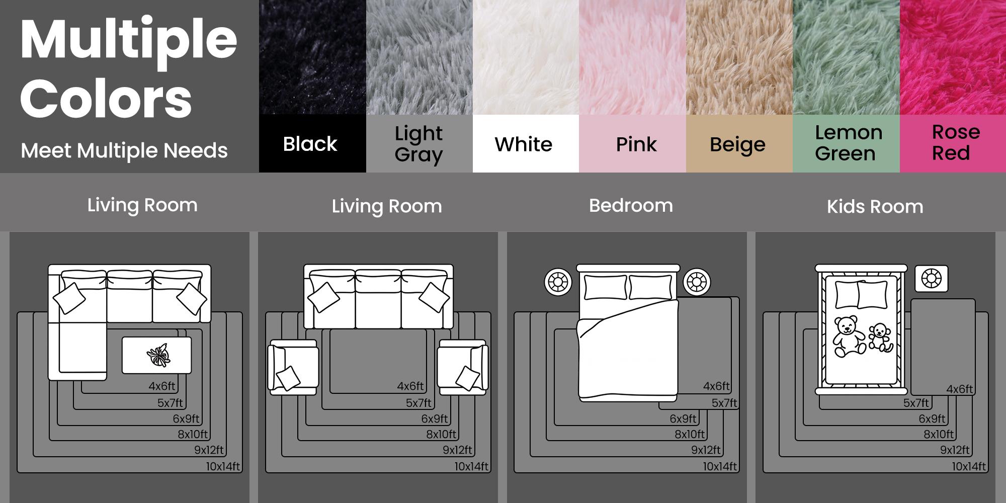 REZUTAN Super Soft Plush Shaggy Area Rug for Living Room Bedroom Nursery Kitchen and Bathroom Cozy Carpet with Free 4 Anti-Slip Stickers Back to School