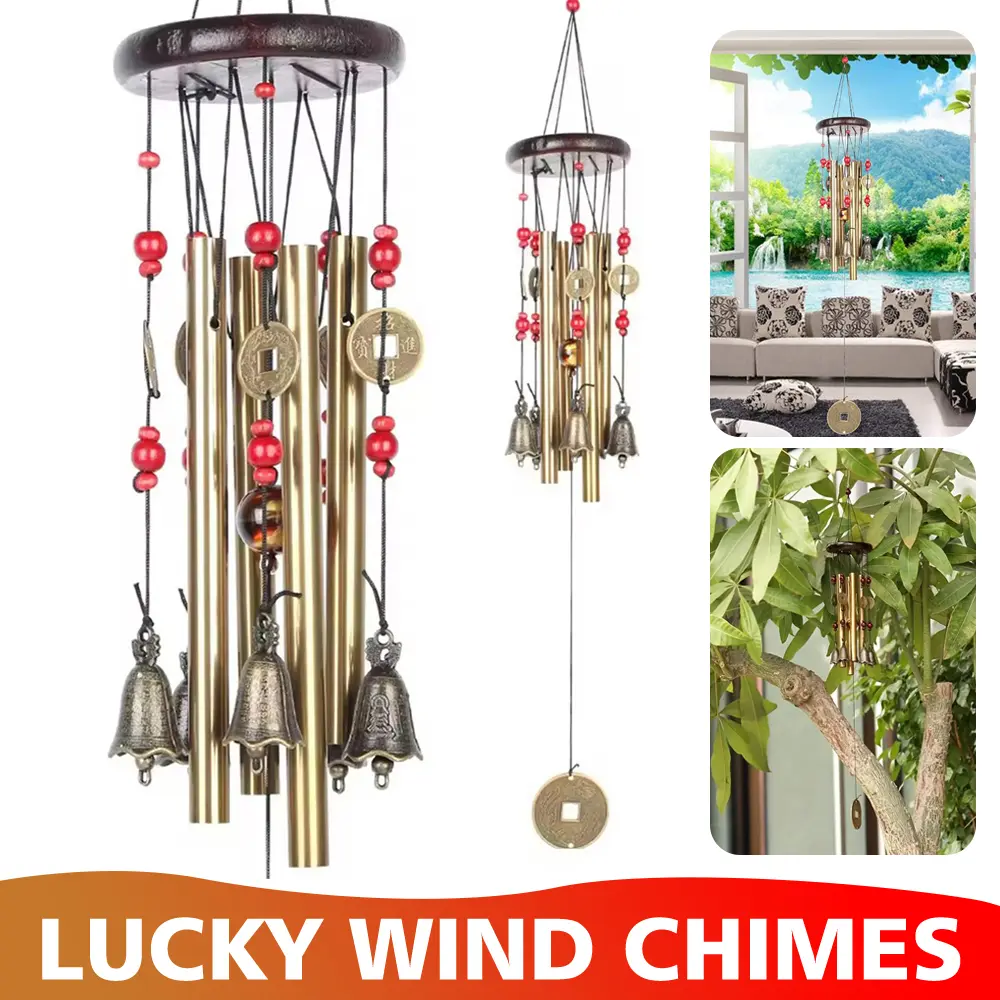 Fortune Wind Chime - Large Durable Metal Tuned Wind Chime with Soothing Melodic Tone, Outdoor Tube for Garden, Patio Decoration, Relaxation and Meditation Home Hanging Decor
