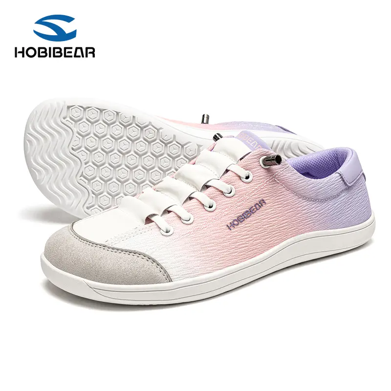 HOBIBEAR Women's Pink-Purple Ombre Barefoot Sneakers - Wide Toe Casual Trainers, 0-Drop Toe, Wide Foot Friendly, Lace-Up Footwear for Back to School Haul HOBIBEAR Women's Pink-Purple Ombre Barefoot Sneakers - Wide Toe Casual Trainers, 0-Drop Toe, Wide Foot Friendly, Lace-Up Footwear for Back to School Haul