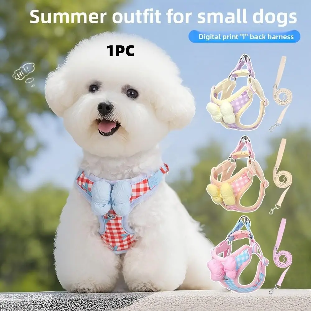 New Dog Leash Pet Puppy Chest Adjustable Harness for Bichon Frise Shiba Inu Schnauzer Breathable Outdoor Walking Rope, Comfortable and Durable Harness And Leash Set