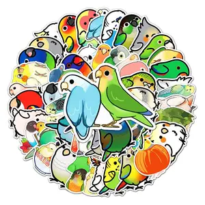 Parrot Pattern Sticker, 50pcs/set Waterproof Self Adhesive Decor Paper, Decor Sticker for Gift Greeting Card Water Bottle Laptop Phone Accessories