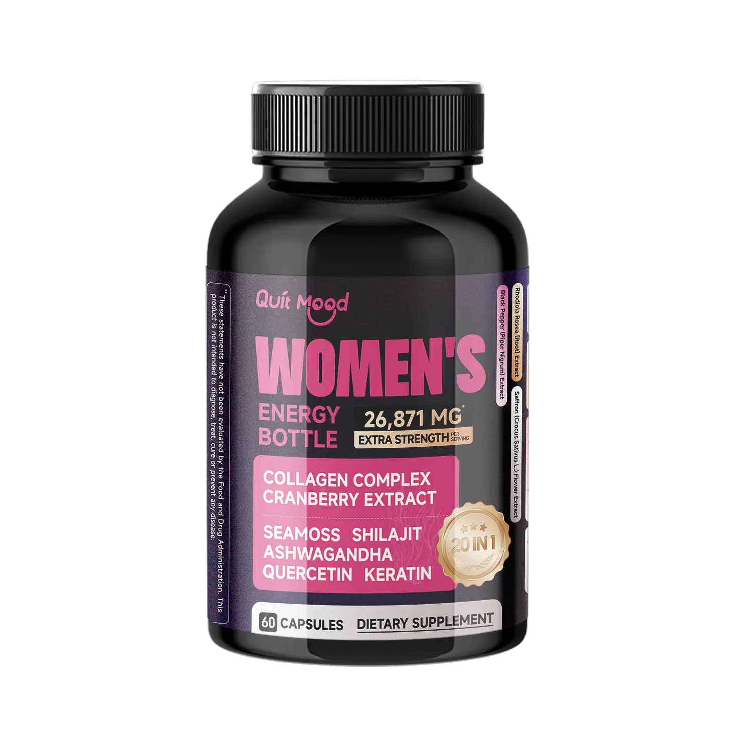 Revernal Women's 20-in-1 High Potency Dietary Supplement, Vitamins & Minerals with Collagen Complex, Sea Moss, Shilajit & Quercetin - Natural Energy & Vitality Booster, Anti Aging & Skin Care Support