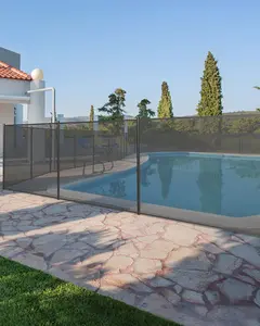 4 ft x 12 ft Fence for Inground and Above Ground Pool, Mesh Pool Safety Fence with Stainless Steel Feet Outdoor Swimming Backyard Garden Pool Fencing, Black