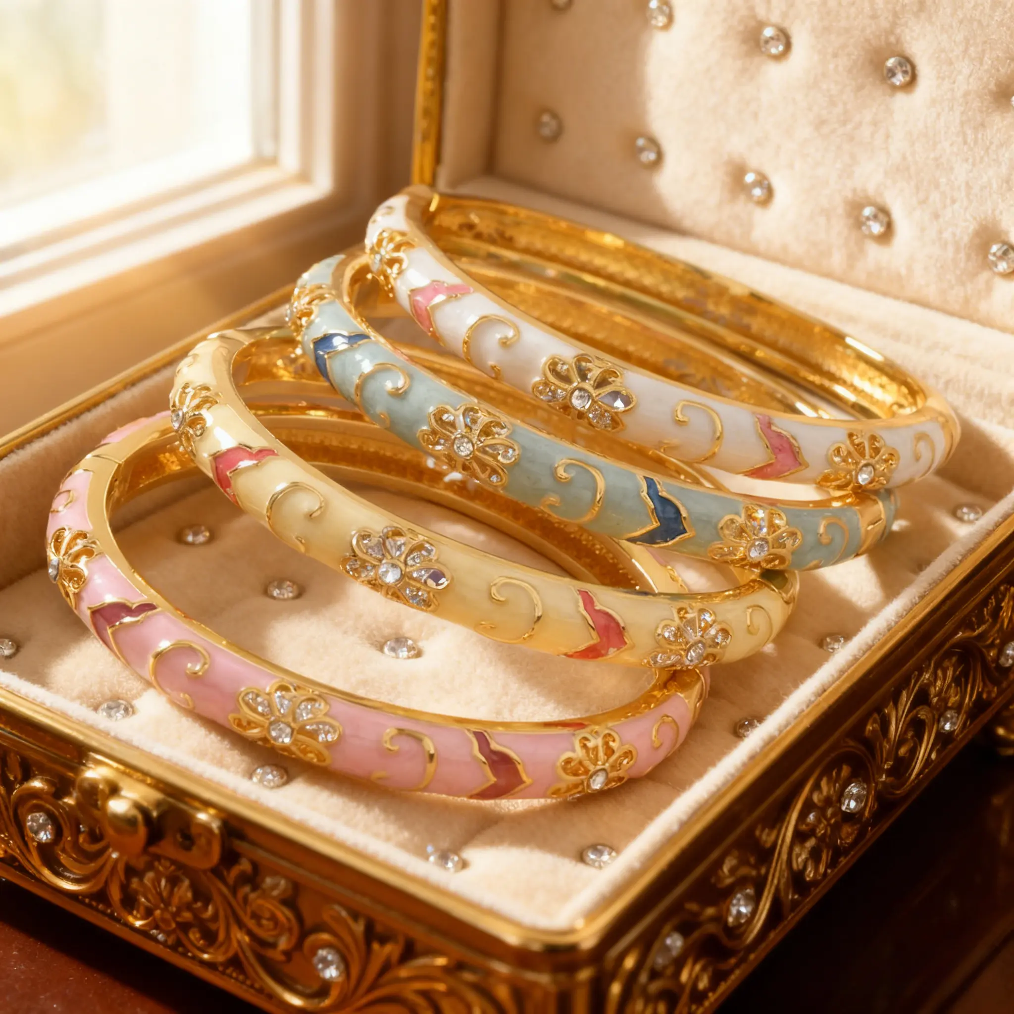 Vintage Enamel Bangle! Artificial Zircon Elegant All-Season Women's Gift Jewelry