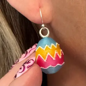 Painted Egg Earrings – Sterling Silver Hooks