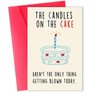Funny Birthday Card for Him, Naughty Birthday Gift for Men, Humor Birthday Gifts Cards for Boyfriend Husband Fiance, 5x7 Inch with Envelope
