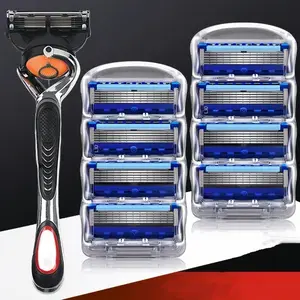 Men's Classic 5 Layer Universal Razor, Manual Shaving Razor, Reusable Blades, Portable Design, Ideal for Daily Use & Travel