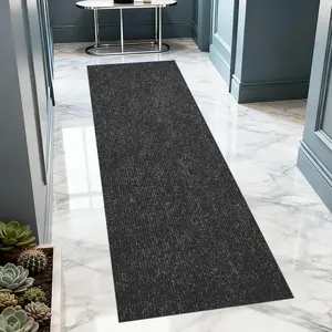Extra Long 3x10 ft Runner Rug for Hallway, Non-Slip Indoor Outdoor Carpet with TPR Backing, Durable  Mat for Kitchen, Patio, Balcony, Garage, Deck, Entryway, Stair, Black Fine Stripes