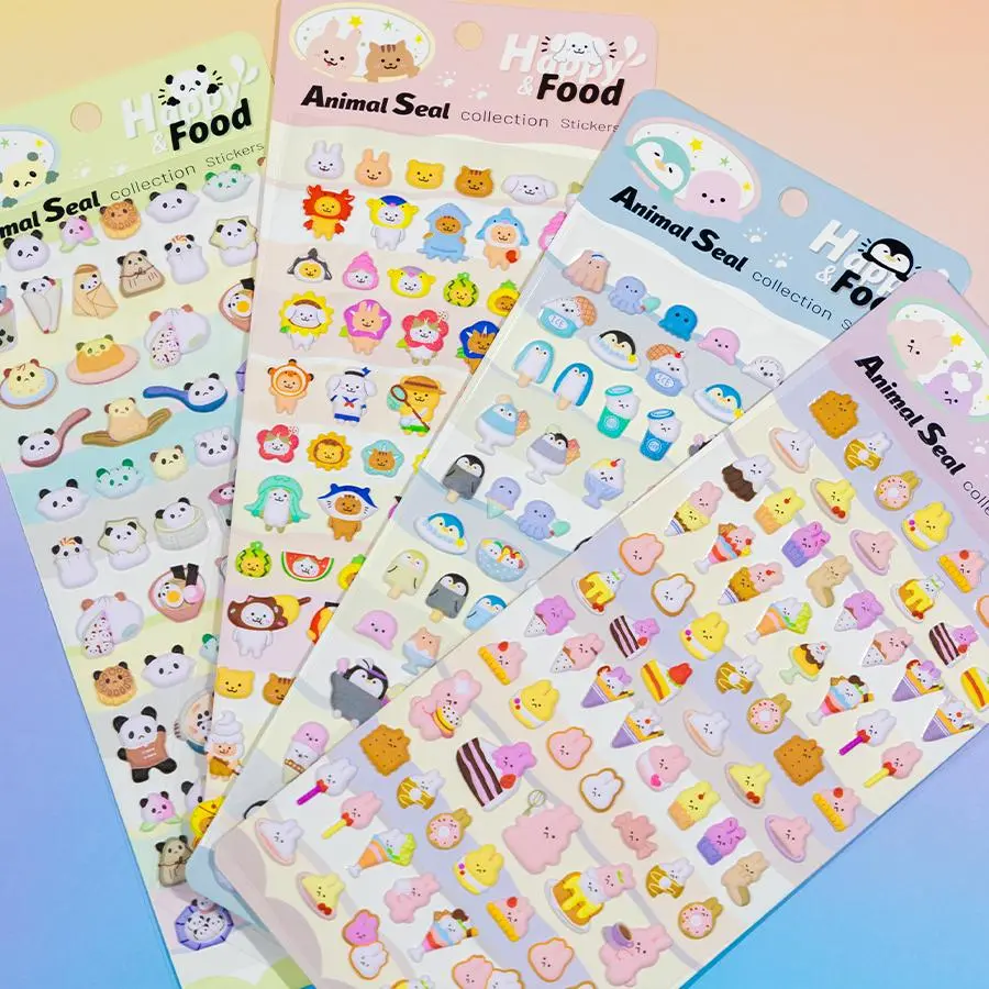 Puffy 3D Adhesive Stickers, Happy Food & Cartoon Animal Seal Foam Stickers for DIY Crafts (Toys & Hobbies, Scrapbooking & Stamping)