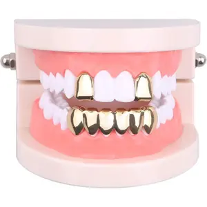 Gold Grillz Mouth Teeth 24K Plated Gold Custom Fit Top & Bottom Set Caps Grillz For Women Gift + Extra Molding Bars + Microfiber Cloth