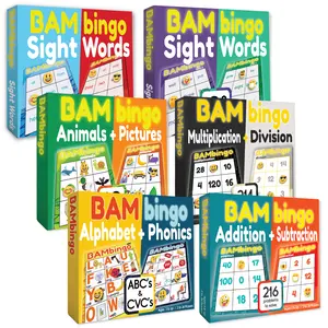 The Bambino Tree Educational Bingo Games - Flash Card Matching Learning Games for Kindergarten to 4th Grade - Alphabet, Phonics, Sight Words, Math and More