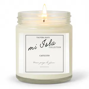 Talvera Haus MI ISLA Collection Cafecito Handcrafted Candle 4oz & 9oz Clear Glass Gold Lid Natural Coconut Apricot Wax CleanScents Fragrance USA Made