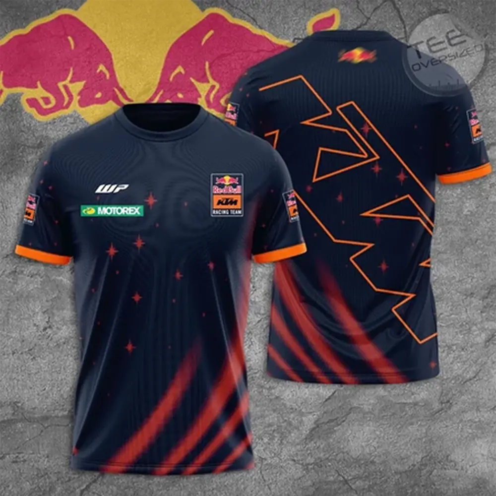 KTM x Red Bull Motorsport Racing 3D Jersey Shirt for Men Women, Performance Athletic Tee, Breathable Sports Jersey, Speed Racing Graphic Shirt, Lightweight Crew Neck Casual Racing Fan Apparel
