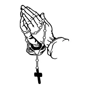 Praying Hands Rosary Christian Devotion Car Sticker - Premium Vinyl, Waterproof Stickers for Car Windows, Laptop Exterior Decor, Car Sticker Car Stickers