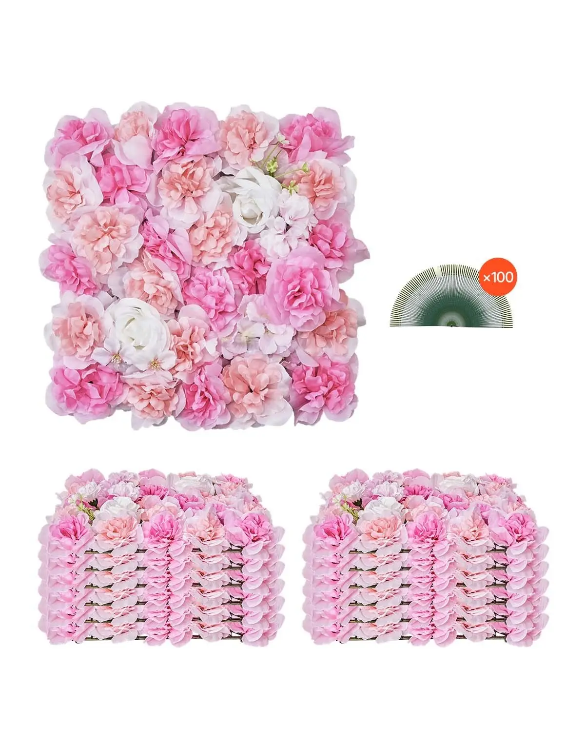 3D Flower Wall Panel Set, 12-Pack, 15x15 Inch Artificial Floral Panels For Wedding Backdrop, Privacy Screen, Indoor Decor, Faux Flower Wall Decoration, Home Office Venue Decor, Easy Mount And Reusable