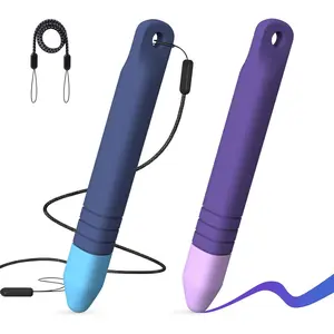 P-KSP03    Kid-Friendly Stylus Pens for Touch Screens with Tethers -  Anti-Rolling Tablet Stylus 2 Pack for Kids, Compatible with iPad, iPhone, Tablets, Kindle and All Touch Screen Devices (Blue+Purple)