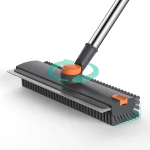 Heavy-Duty Floor Scrub Brush with Long Handle, 3-in-1 Scrape & Scrub Bathtub Brush, Double-Sided Stiff Bristle Cleaner for Bathroom Shower Patio Garage Kitchen Wall Deck Home Cleaning Supplies