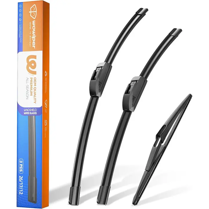Nissan Rogue & Pathfinder Wiper Blades, Wowiper Premium 26"+17"+12" Front & Rear Set (Pack of 3)