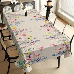 Daisy Floral Tablecloth Set, Fabric, Rectangle Tablecloth, Ideal for Dining Tables, Tea Stands, TV Cabinets, Picnics, Home & Party Use, Picnic Table Cover, Washable Table Cover