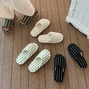 XIXITIAO Stripe Slippers for Women Men,Plush Home Slides, Warm Fall Winter Bedroom Linen Footwear Indoor Outdoor,Comfort Walking Shoes Girl