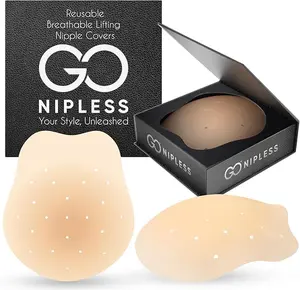 Go Nipless Lifting Nipple Covers - Reusable Silicone Pasties for Backless Dresses (Sizes A-D)
