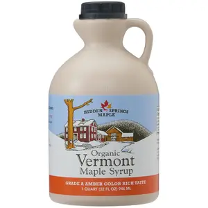 Springs Maple Organic Vermont Maple Syrup, Grade A Amber Rich, 32 Ounce, 1 Quart, Family Farms, BPAfree Jug