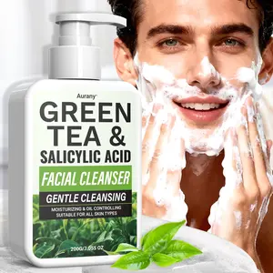 Green Tea &Salicylic Acid Facial Cleanser,Oil-Control & Moisturizing Green Tea Face Wash, Green Tea Amino Acid Facial Cleanser, 24-Hour Oil-Water Balance, Balances Oil & Moisture, Minimizes Pores, Brightens Dull Skin,All-Day Skincare Essential