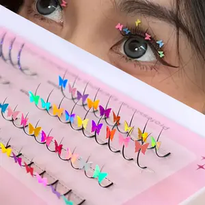DIY Dense Glitter False Eyelashes, 2 Styles 10-16mm Self-Adhesive, Perfect for Festivals, Music Events, Outdoor Parties, Holiday Makeup