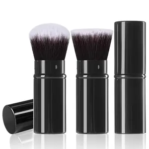 Retractable Kabuki Makeup Brush, 2 Pack Travel Powder Foundation Makeup Brush Set Face Blush Brushes with Aluminum Handle for Liquid, Cream, Cosmetics, Loose Powder, Bronzer outdoorfun