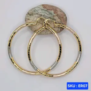 Beautiful Hoop Earrings 3 Color Large Size 60mm 4 mm Wide Laminated Gold Fashion Jewelry for Women Versatile Stylish Accessory 40mm Laminated Gold SKU ER07