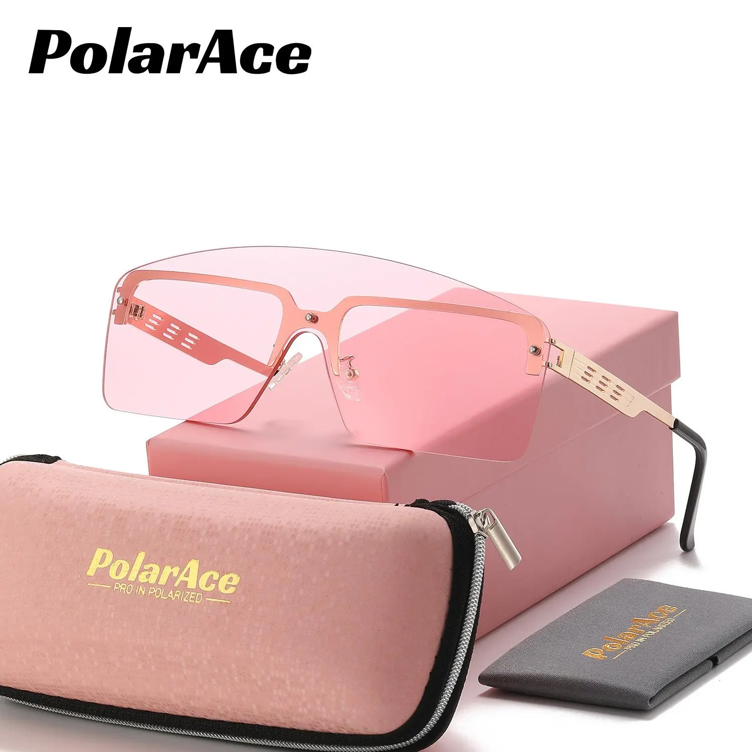 PolarAce Unisex Semi-frameless One-piece Metal Unique Fashionable Premium Sunglasses UV400