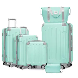 Luggage Sets 6 Piece with Duffel Bags Hardside Expandable Suitcases with Spinner Wheels TSA Lock Mint Green Expandable Zipper ABS Material