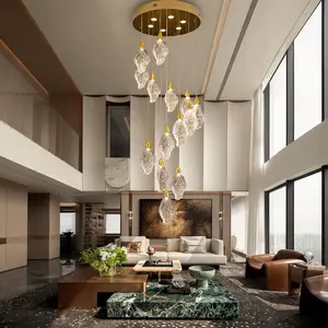 Led Platinum Leaf High Ceiling Chandelier