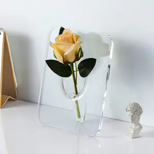 Clear Acrylic Flower Vase, Creative Special Modern Hydroponic Flower Display Frame, Home Decor Supplies for Living Room Bedroom Dining Room Office