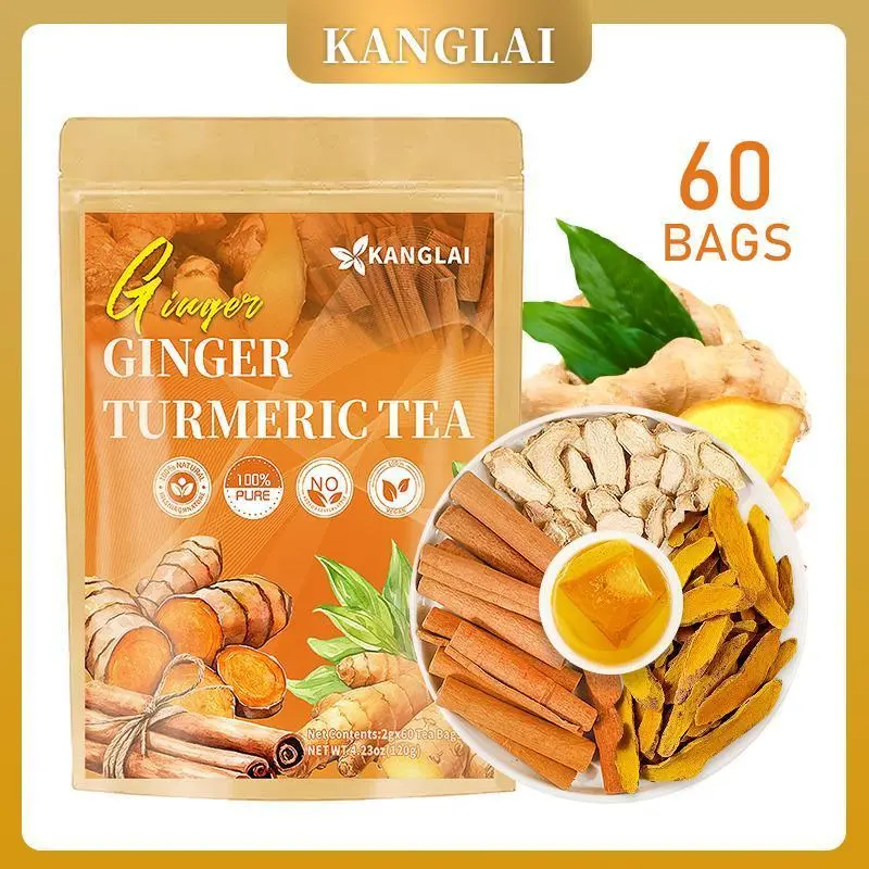 Turmeric  with Spices: Turmeric, Ginger, Cinnamon. 100% natural, pure, powdered, dairy-free, sugar-free. Vegan, gluten-free, keto-friendly, caffeine-free. 60 Bags herbal remedy Value Pack Filled with  parsley self care