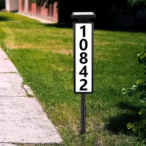 Solar Energy House Light with Rod, Solar Address LED Sign Lighted House Number Plate with 2 Light Modes, Outdoor Waterproof Address Number for House, Yard, Garden Decor, Acrylic Plaque Sign, Home Decor Products