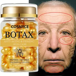 Retinol Facial Serum Capsules, Unisex Skincare, Collagen Bio Peptides, Advanced Peptides, Tightening Lifting Effect, Smooth Clean Skin, 90pcs Face Essence