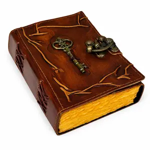 Leather Key Journal with Lock, Embossed (5 x 7 in., 200 Pages)