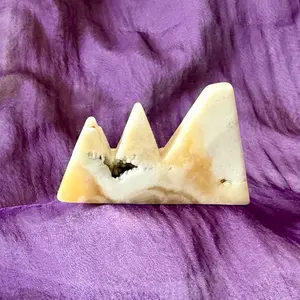 Druzy Orange Calcite Mountain Carving One-of-a-Kind Crystal Peak with Natural Sparkling Cave for Joy Flow & Gentle Release