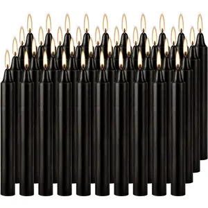 40-Pack of 4-Inch Black Taper Candles - Smokeless, Long-Burning (1.5 Hours Each) - Ideal for Dinners, Parties, Ceremonies, and Shabbat Observances