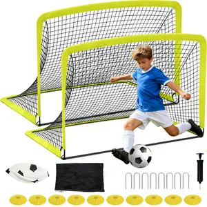 [FLASH SALE] Garvee 2 Pack 6x4 FT Portable Pop Up Soccer Goals with Ball, Cones & Stakes - Backyard Training Set