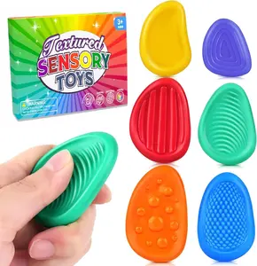6-Pack Textured Sensory Worry Stones – Soft Silicone Fidget Stones for Autism ADHD Anxiety Relief, Quiet Classroom Calming Toys
