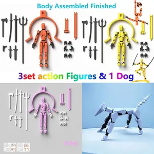 [2025 Upgrade] [Assembly Required] 3Pcs Dummy 13 Action Figures with Magnetic Suction Function, Lucky Titan 13 Action Figures, Multi-Jointed Movable，with 3 Hand-Shapes, 7 Weapons, Brackets Play Options Display
