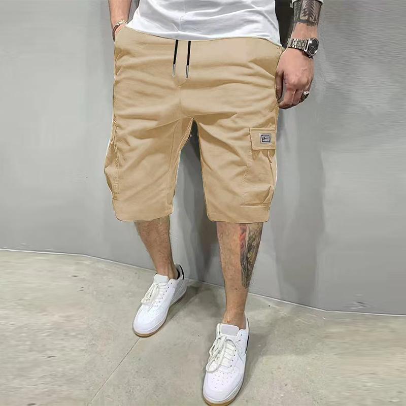 New summer ice silk high-stretch breathable quick-dry sports pants; casual beach shorts available in multiple colors; stylish cargo-style casual shorts with a straight cut, drawstring, and elastic waistband; suitable for everyday commuting and outdoor wea