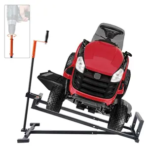 【DealsForYouDays】VEVOR Ride on Lawn Mower Lift Jack, 880 Lbs Weight Capacity, Telescopic Maintenance Jack with Crank Handle & Power Tool Handle, Foldable Lawn Tractor Lifter for Lawn Mowers and Garden Tractors, Black
